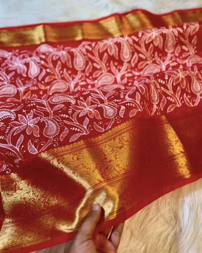 Semi-Banarasi Soft Silk Organza Saree code-003