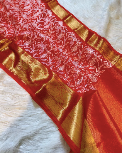 Semi-Banarasi Soft Silk Organza Saree code-003