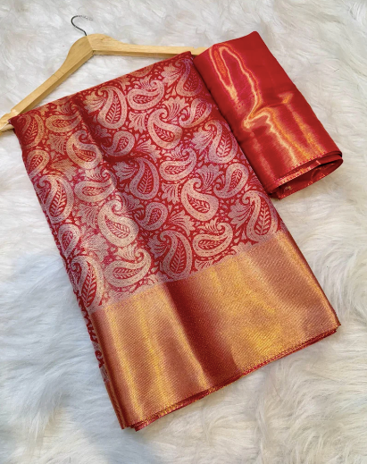 Semi-Banarasi Soft Tissue Silk Saree code-009