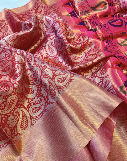 Semi-Banarasi Soft Tissue Silk Saree code-009